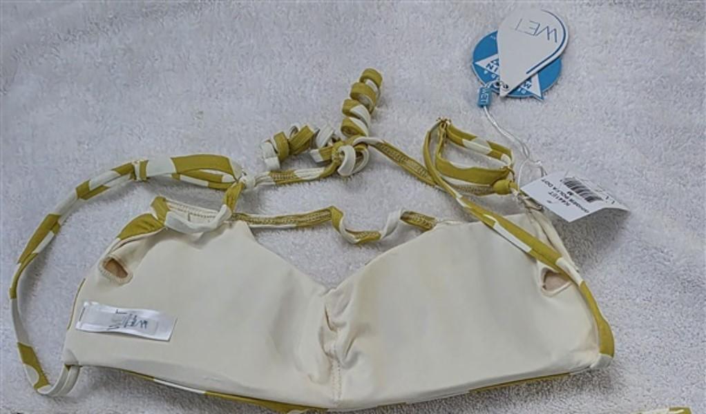 NWT Wet LA Medium Polka Dot Bikini Top Ginger Yellow 136445
