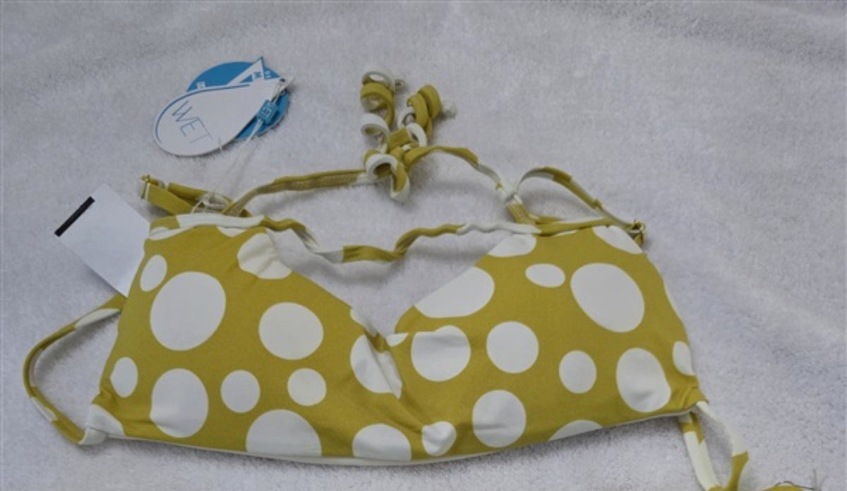 NWT Wet LA Medium Polka Dot Bikini Top Ginger Yellow 136445