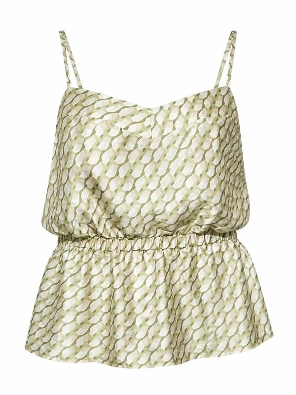 NWT Rye Grass L Peplum Tank Top Elastic Waist Pink Green 136460