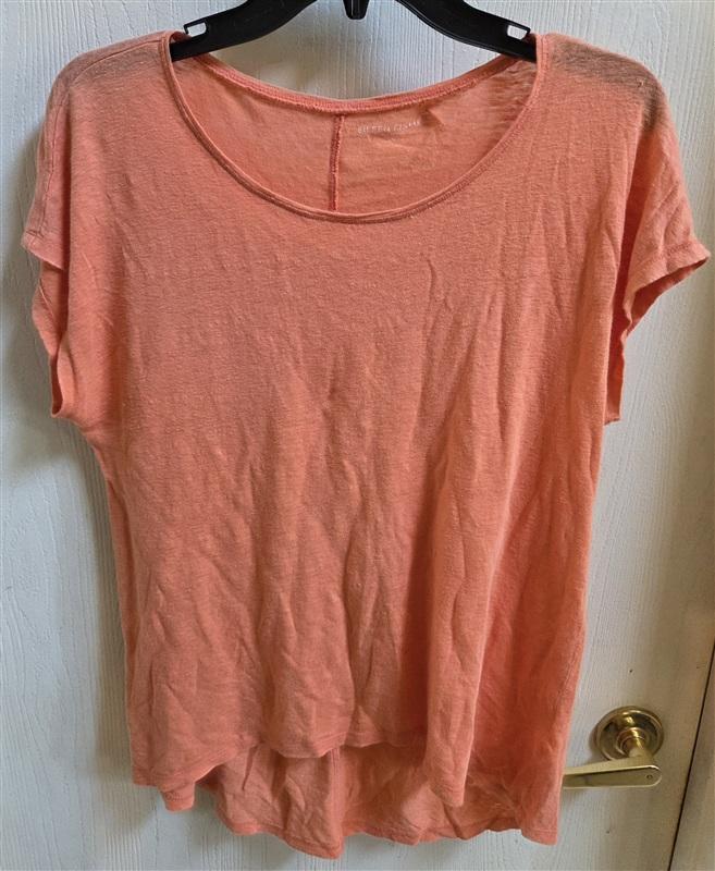 PO Eileen Fisher XS Linen Orange Hi Low Marled Short Sleeve T-Shirt 136464