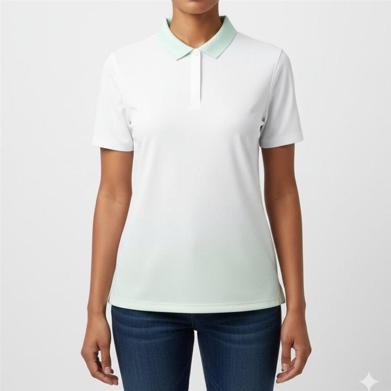 NWT Under Armour L White Mint Green HeatGear Golf Polo Women 136465