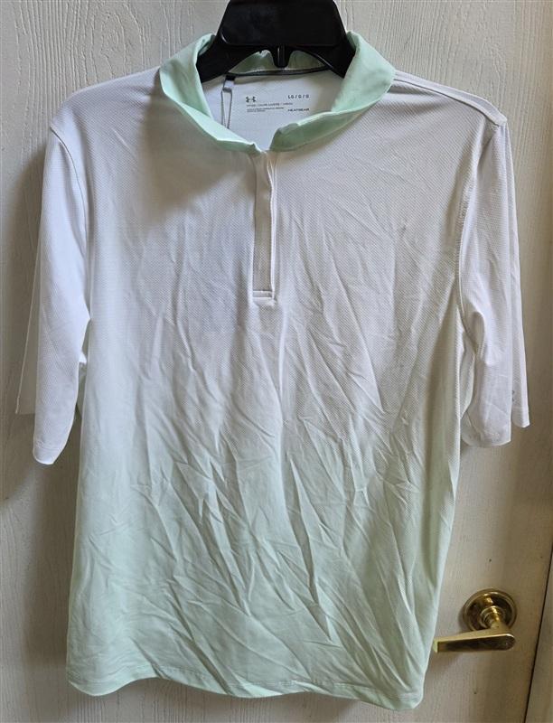 NWT Under Armour L White Mint Green HeatGear Golf Polo Women 136465