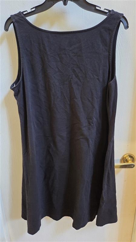 PO Eileen Fisher L Scoop Neck Tunic Shift Dress Black 136468