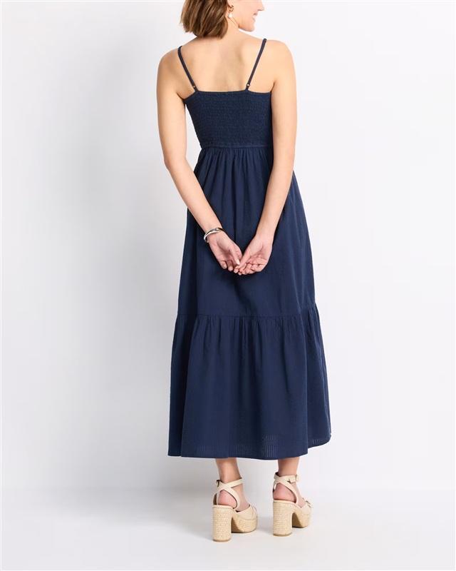NWOT Dizzy Lizzy S Maxi Dress Sundress Tiered Navy Blue 136470