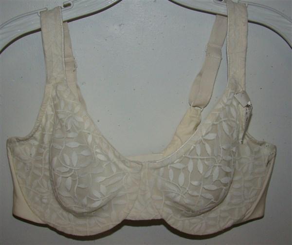 NWT Olga Bra 42D Sheer Leaves Lace Full-Figure Minimizer 35519 White 136482