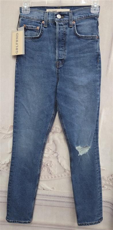 NWT GRLFRND 25 The Piper Distressed Stretch Slim Jeans Button Fly 136495