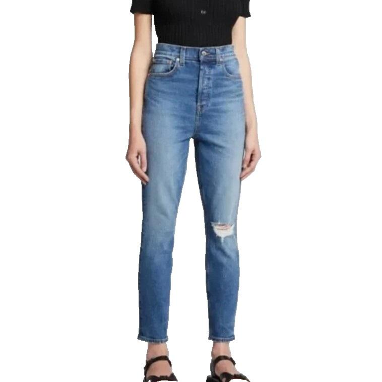NWT GRLFRND 25 The Piper Distressed Stretch Slim Jeans Button Fly 136495