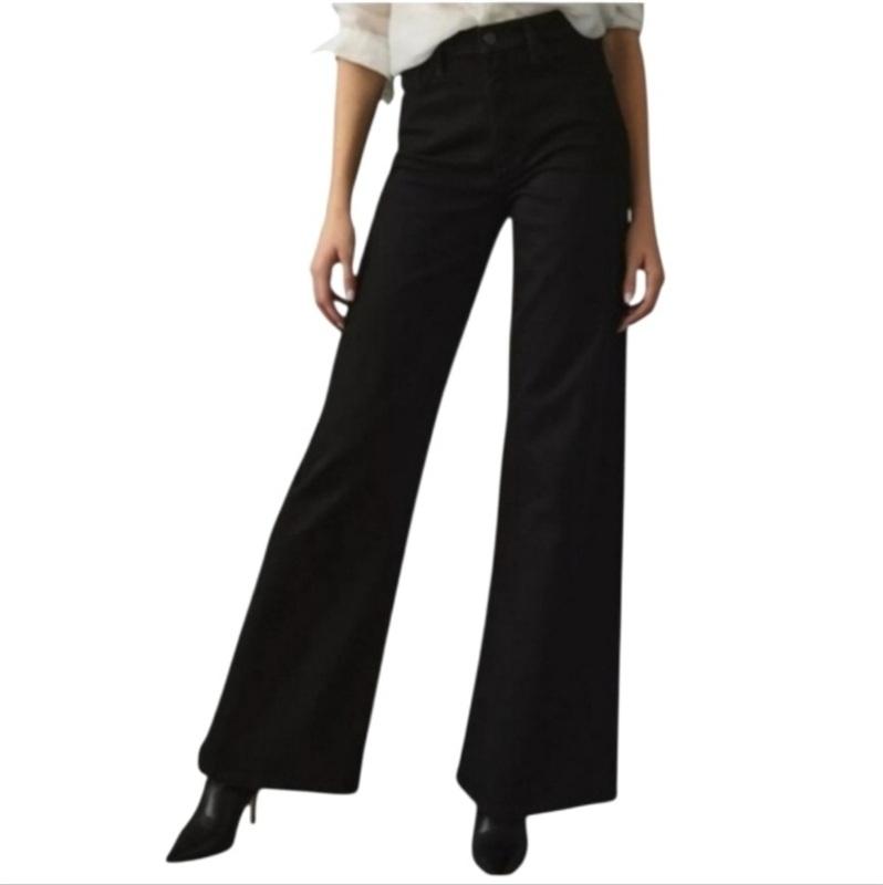 NWT Daze 31P Denim Echo High-Rise Black Wide-Leg Jeans Black 136497