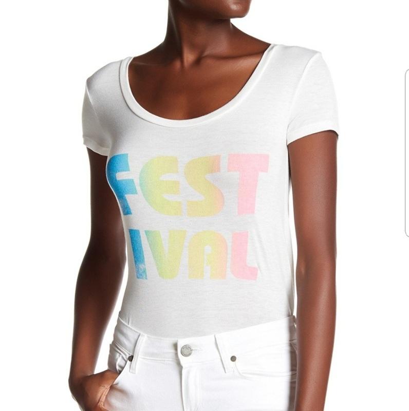 NWOT Project Social T XL White Festival Low Back Bodysuit 136512