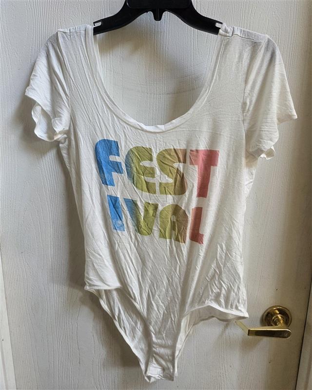 NWOT Project Social T XL White Festival Low Back Bodysuit 136512