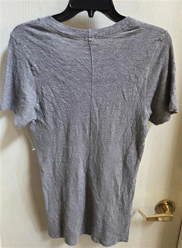 NWT Monrow L Textured Tri-Blend Fitted Round Neck Tee Gray 136516