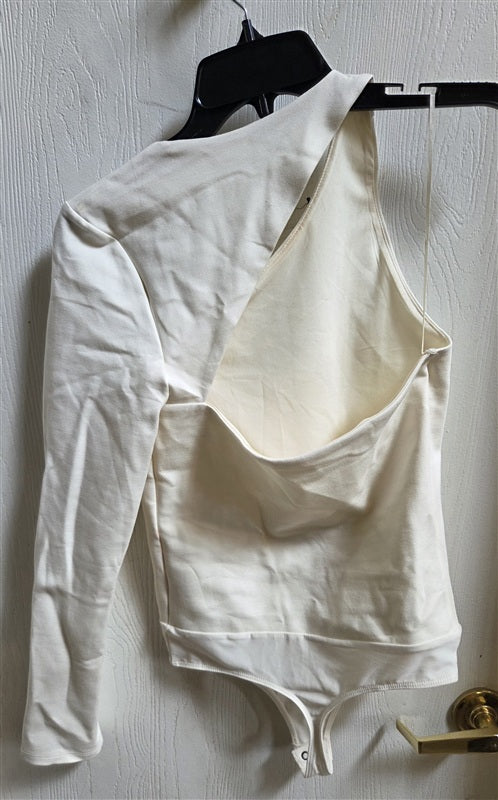NWOTD Express S Ivory One Shoulder Bodysuit 136523