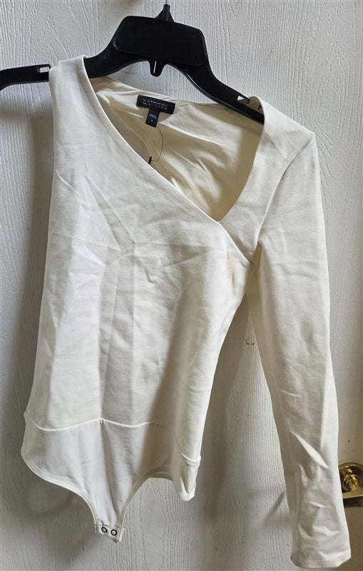 NWOTD Express S Ivory One Shoulder Bodysuit 136523
