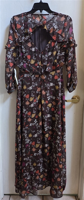 NWT Anthropologie S Everleigh Fall Sheer Long Sleeve Ruffle Dress 136525