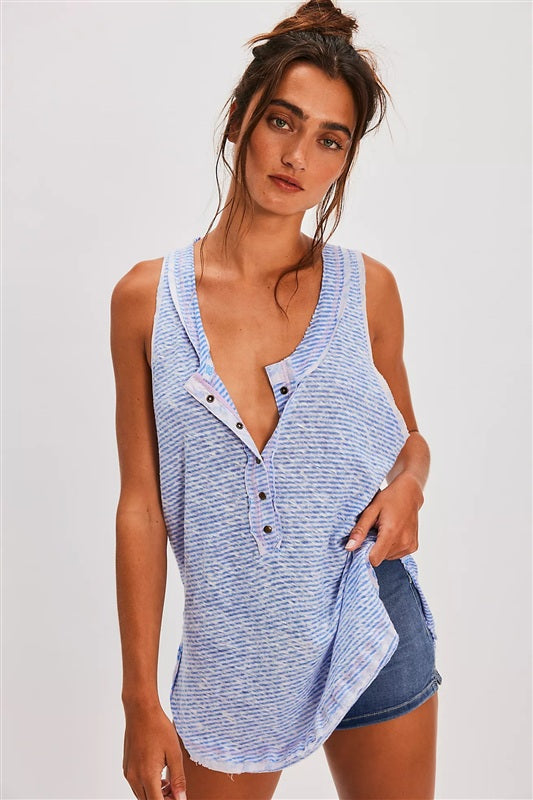 NWOT We the Free People XS Love Language Tank Top Stripe Raw Edge 136530
