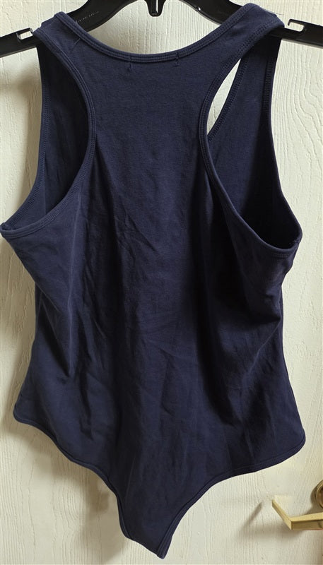 NWOT ReOria Large Henley Tank Knit Button Bodysuit Blue 136531