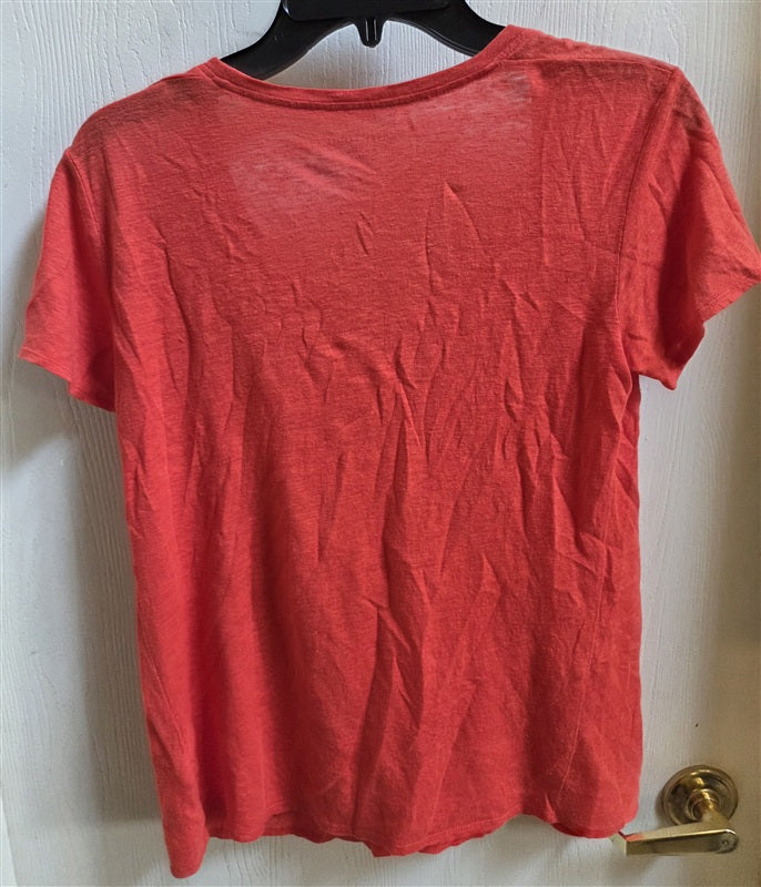 PO Eileen Fisher Petite S Linen Orange Scoop Marled Short Sleeve T-Shirt 136535