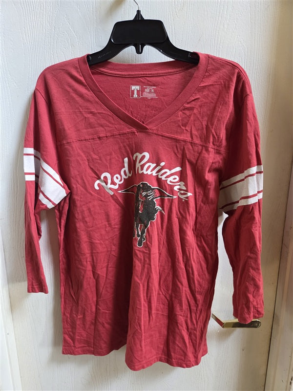 NWOT Texas Tech Red Raiders V Neck Long Sleeve T Shirt 136536
