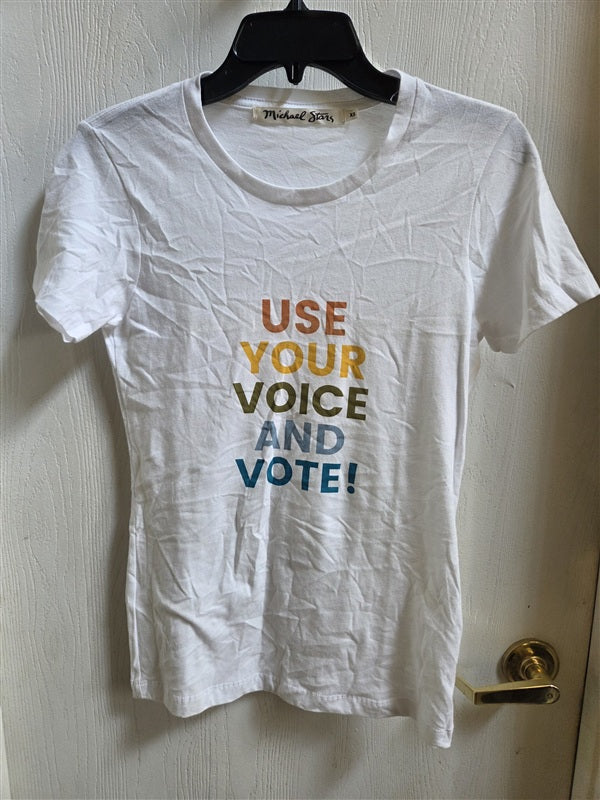 NWOT Michael Stars XS Use Your Voice & Vote T Shirt White 136537