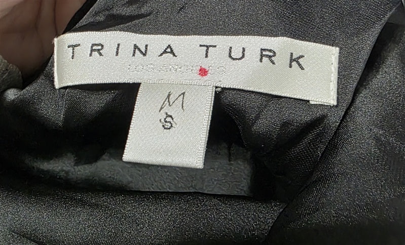 NWOT Trina Turk M Off Shoulder Black Gold Ruffle Blouse 136538