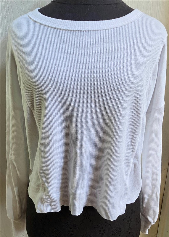 NWOT Michael Stars XS Palmer Thermal Cropped Tee White 136542