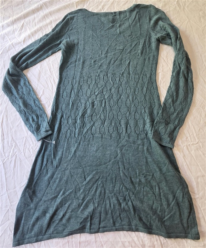 NWOT Adventura Eco S Pointelle Teal Green Sweater Mini Dress 136545