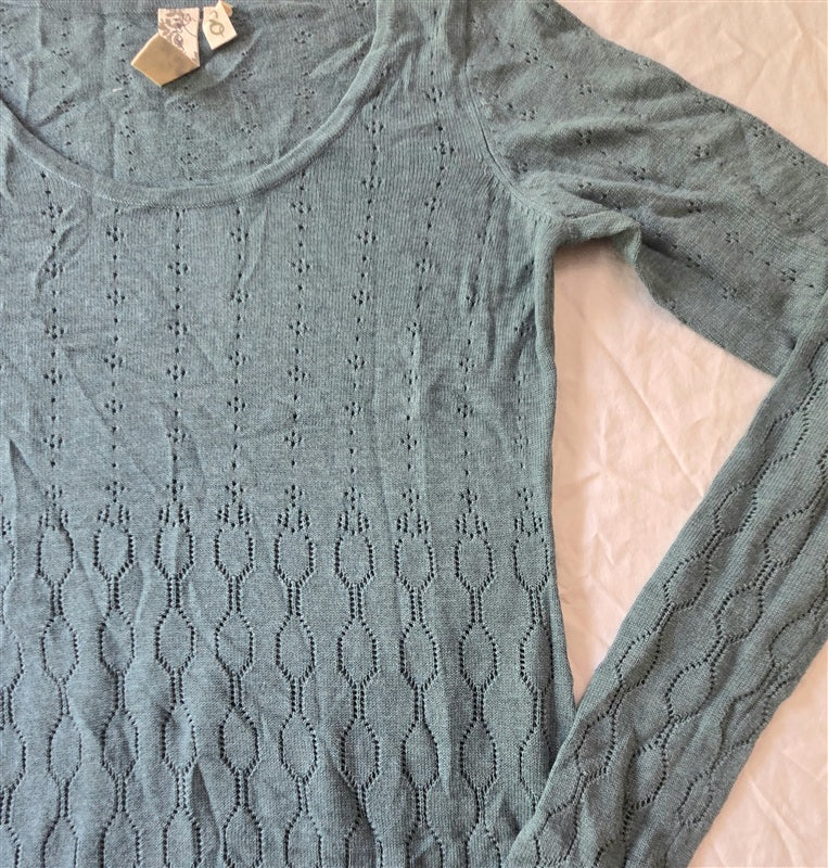 NWOT Adventura Eco S Pointelle Teal Green Sweater Mini Dress 136545