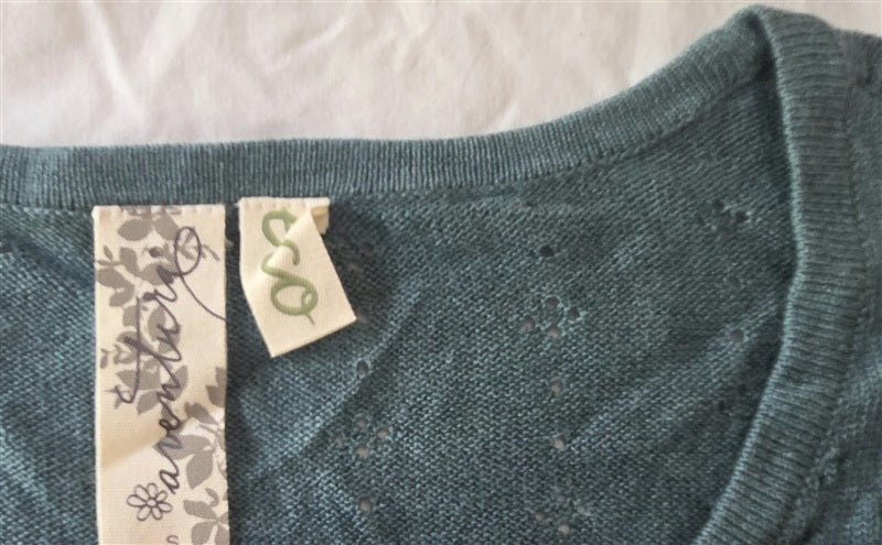 NWOT Adventura Eco S Pointelle Teal Green Sweater Mini Dress 136545
