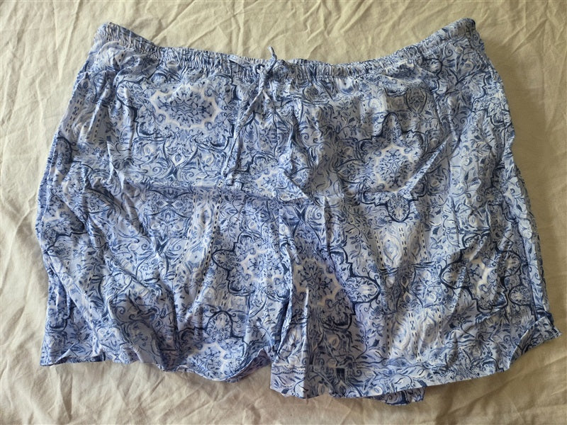 NWT Ralph Lauren 1X Bermuda Knit Pajama Short Top Set Blue White 136552