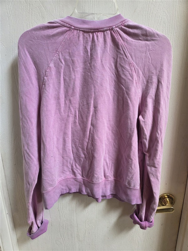 NWOT Anthropologie M Cropped Gathered Shoulder Ombre Sweatshirt 136584
