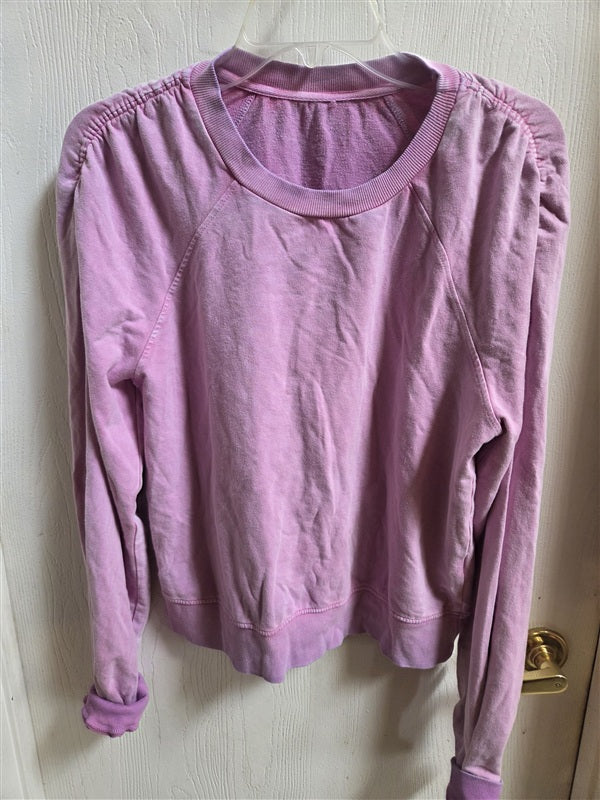 NWOT Anthropologie M Cropped Gathered Shoulder Ombre Sweatshirt 136584