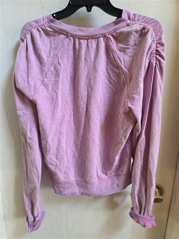NWOT Anthropologie M Cropped Gathered Shoulder Ombre Sweatshirt 136584