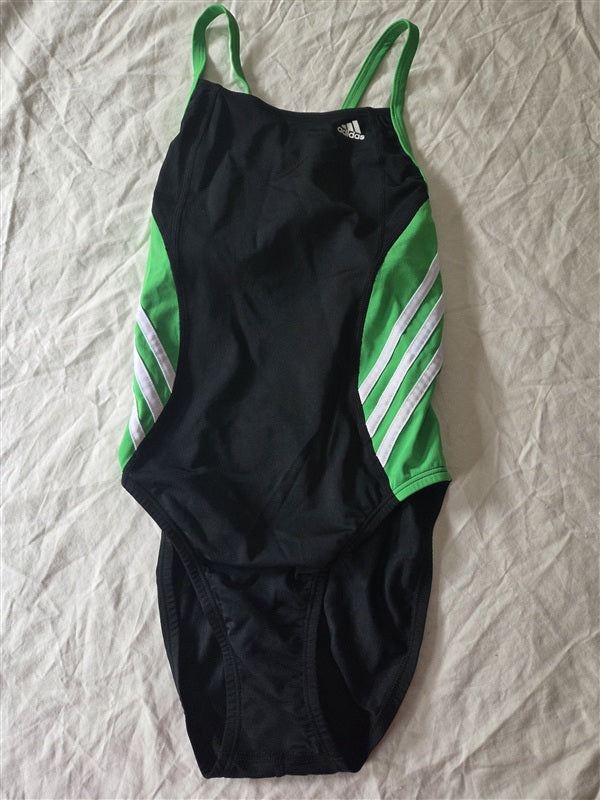 NWT Adidas 32 Splice Vortex Back One Piece Swimsuit 3APF022 Green 136589