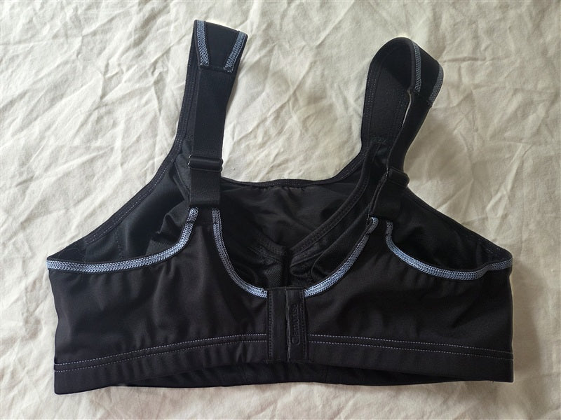NWT Glamorise 34C Camisole Wire Sport Bra 9160 Black 136593