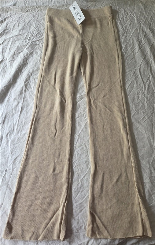 NWT Wildfox SM Cora Flare Leg Knit Pants Wheat 136599