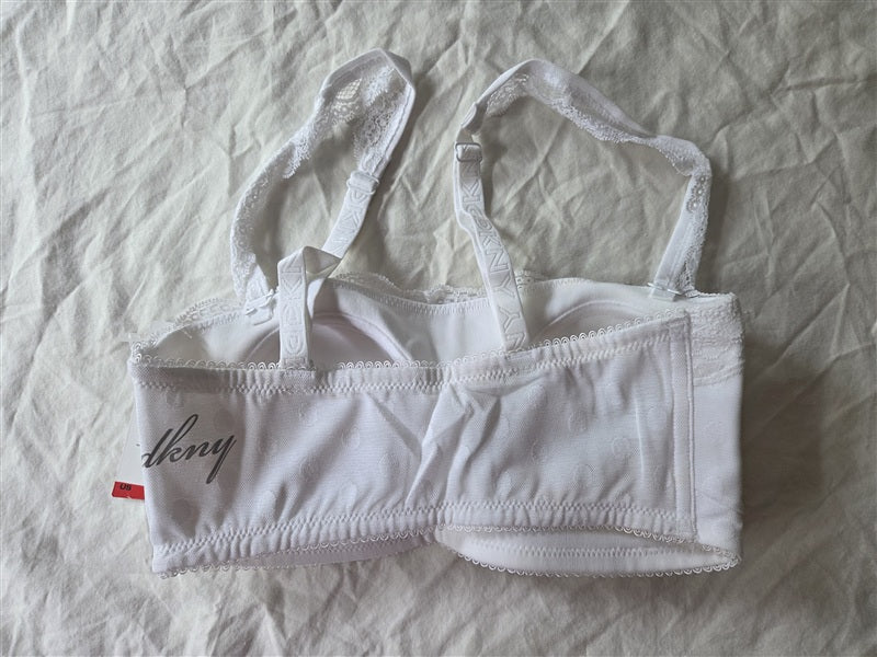 NWT DKNY 32 White Convertible Bandeau Lace 735115 Bra 136602