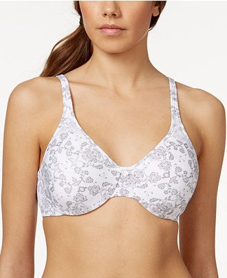 NWT Bali 42DD Passion Comfort Minimizer Underwire Bra 3385 White Floral 136603