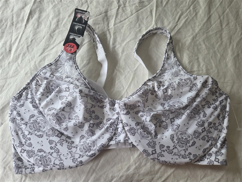NWT Bali 42DD Passion Comfort Minimizer Underwire Bra 3385 White Floral 136603
