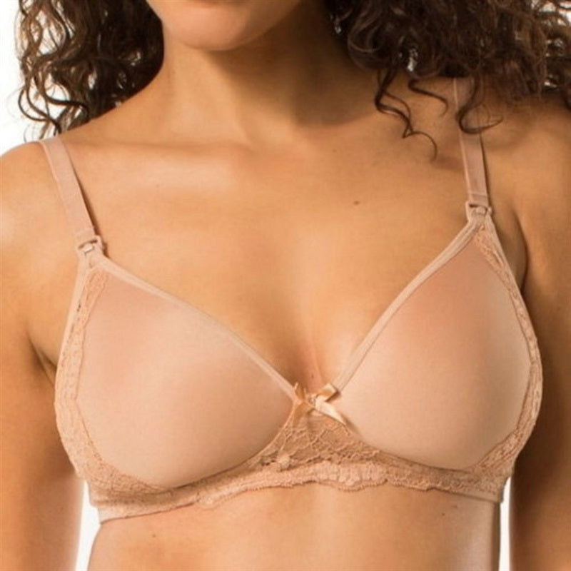 NWOT Pip & Vine 38C by Rosie Pope Wirefree Lace Nursing Bra beige 136605