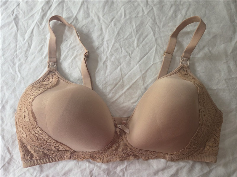 NWOT Pip & Vine 38C by Rosie Pope Wirefree Lace Nursing Bra beige 136605