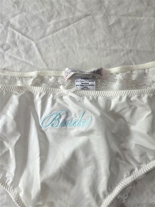 NWT Linea Donatella L BRIDE Embroider Rhinestone Lace-Back Panties CBX091 136614