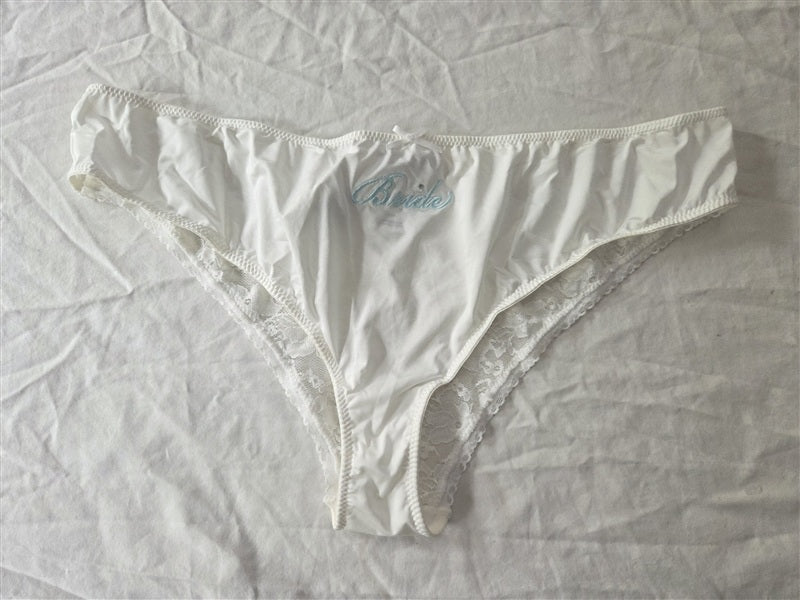NWT Linea Donatella L BRIDE Embroider Rhinestone Lace-Back Panties CBX091 136614