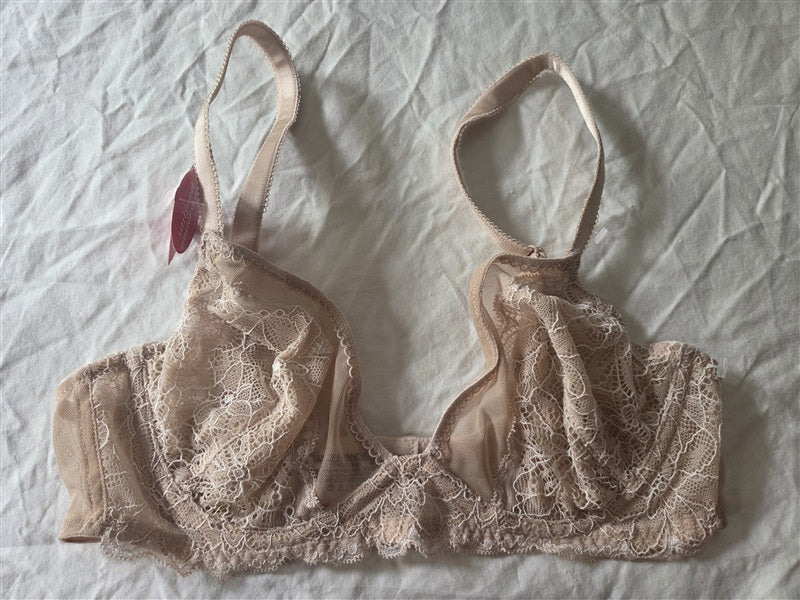 NWT Lily Of France 36B Lace Shell Underwire Bra 2177002 Beige 136620