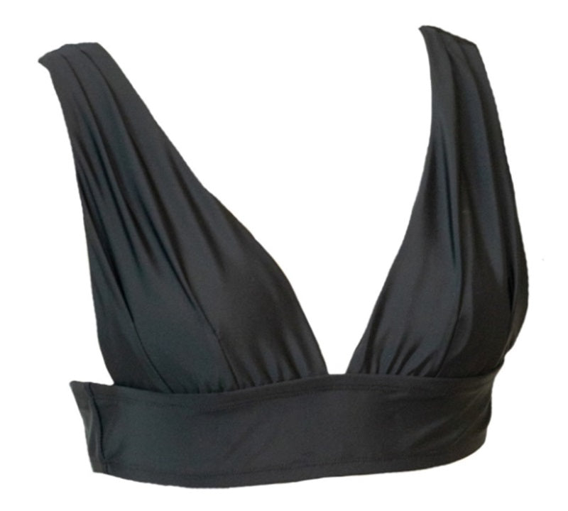 NWT Swimsuits for All Ashley Graham 4 Deep V Bikini Top Mesh Black 136625
