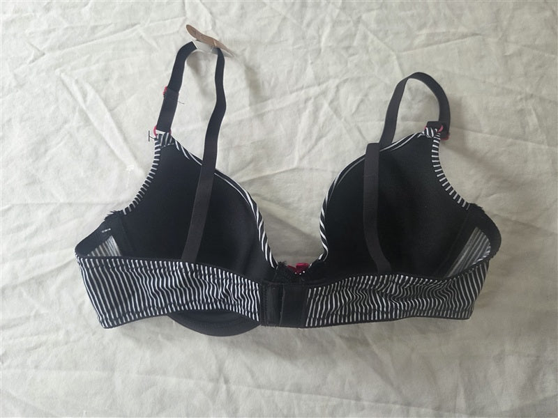 NWT Maidenform 34A Famous T Shirt Bra 7959 Black White Stripe 136628