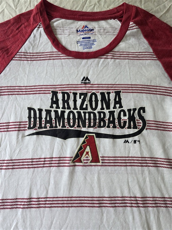 NWOT Majestic L 14 MLB Arizona Diamondbacks Girls Stripe Baseball T Shirt 136643