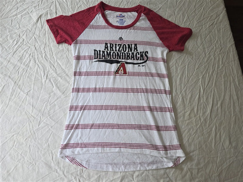NWOT Majestic L 14 MLB Arizona Diamondbacks Girls Stripe Baseball T Shirt 136643