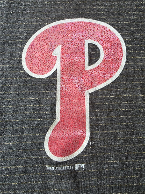 NWOT MLB XL 12-14 Philadelphia Phillies Girl Glitter Baseball T Shirt 136649