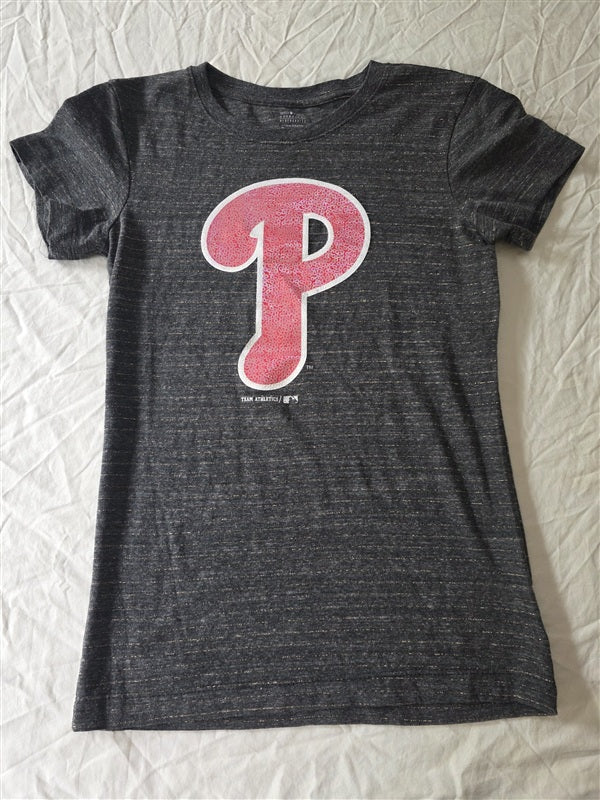 NWOT MLB XL 12-14 Philadelphia Phillies Girl Glitter Baseball T Shirt 136649