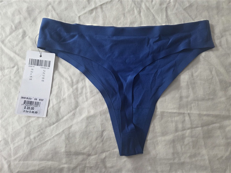 NEW Chantelle 3PR Soft Stretch Thong One Size 2649 Bright Blue 136655